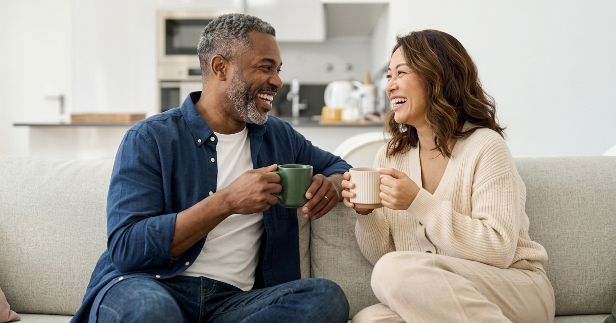 A relaxed couple sharing coffee together — representing everyday metabolic-health support — Jill Health Canada Review 2026: Is This Online Weight Loss Clinic Worth It?